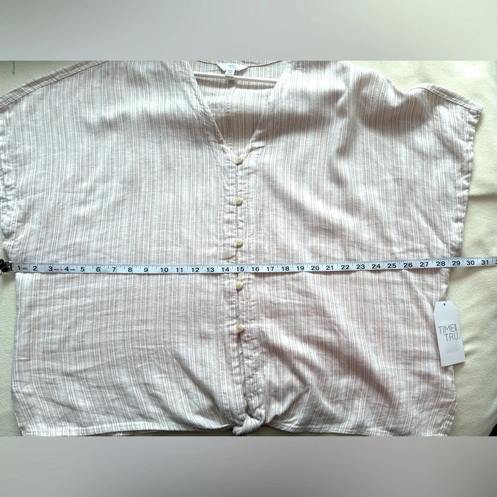 Tie Front Cap Sleeve Linen Top XXXL (22) NWT - Picture 8 of 13